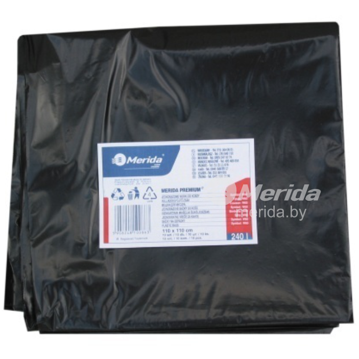 МЕШКИ ДЛЯ МУСОРА MERIDA PREMIUM ЧЕРНЫЕ 240Л.(10ШТ)