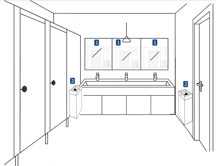 Схема рекомендуемых высот и расстояний санитарного оборудования