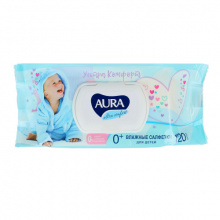 ВЛАЖНЫЕ САЛФЕТКИ «AURA» ДЛЯ ДЕТЕЙ (АЛОЭ), 120 ШТ/УП