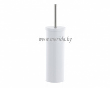 ЩЕТКА WC ТУБА НАПОЛЬНАЯ, С КРЫШКОЙ, СТАЛЬ ПОЛИРОВАННАЯ, БЕЛАЯ  