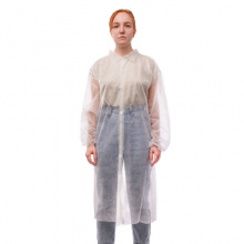 ХАЛАТ ОДНОРАЗОВЫЙ НА ЛИПУЧКЕ, 10 ШТ/УП