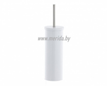 ЩЕТКА WC ТУБА НАПОЛЬНАЯ, С КРЫШКОЙ, СТАЛЬ ПОЛИРОВАННАЯ, БЕЛАЯ  